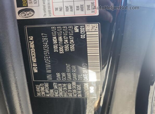 W1WV0FEY5M3842817 2021 MERCEDES-BENZ METRIS Black Vista interior de 360 grados