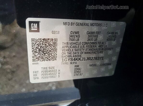 1GYS4KKJ1JR276371 2018 CADILLAC ESCALADE Black 360 interior view