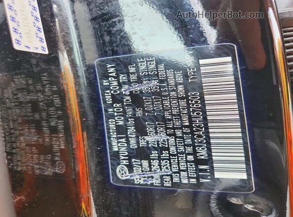 KM8J3CA23HU576503 2017 HYUNDAI TUCSON Black VIN sticker view