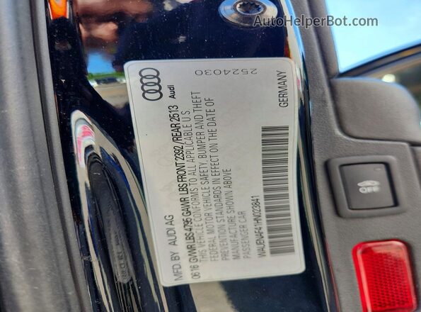 WAUENAF41HN023841 2017 AUDI A4 Black VIN կոդի պիտակի տեսք