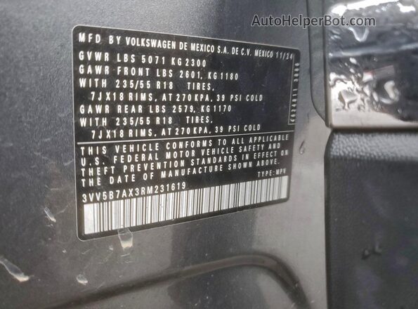 3VV5B7AX3RM231619 2024 VOLKSWAGEN TIGUAN Gray 