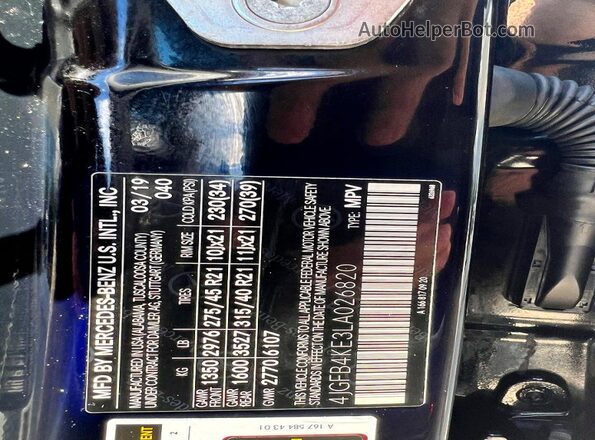 4JGFB4KE3LA026820 2020 MERCEDES-BENZ GLE Черный Вид задней части салона