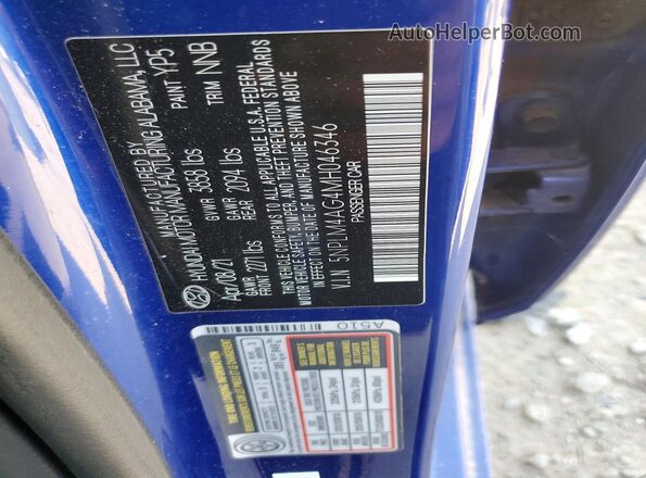 5NPLM4AG4MH046346 2021 HYUNDAI ELANTRA Синий Вид подкапотного пространства