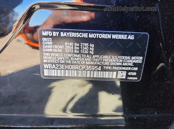 WBA23EH08RCP36954 2024 BMW 7 SERIES Black Vista de la etiqueta del VIN