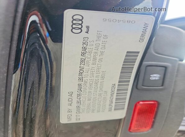 WAUFNAF47HN063264 2017 AUDI A4 Black VIN sticker view