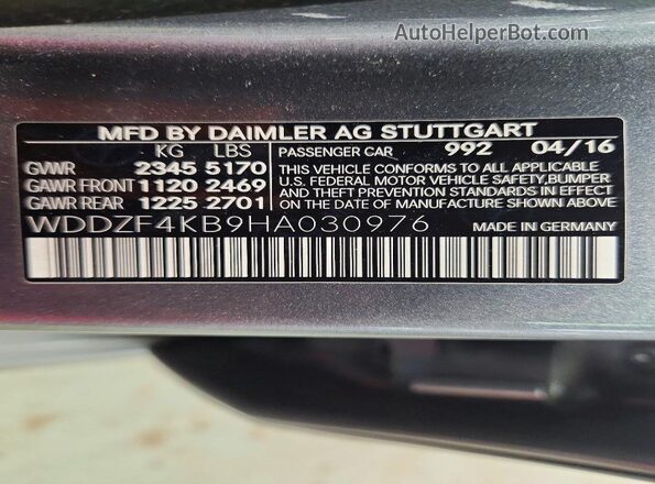 WDDZF4KB9HA030976 2017 MERCEDES-BENZ E-CLASS Gray სალონის 360-გრადუსიანი ხედი