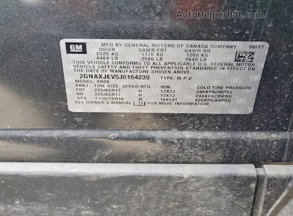 2GNAXJEV5J6164239 2018 CHEVROLET EQUINOX Gray 