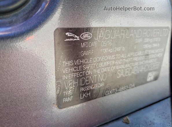 SAJBD4BV4HCY32658 2017 JAGUAR XF Gray 