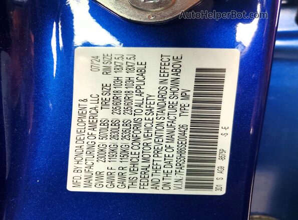 7FARS5H86SE004426 2025 HONDA CR-V Blue 