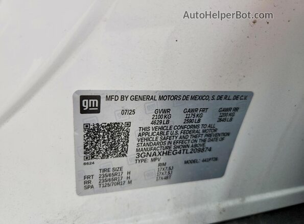 3GNAXHEG4TL209874 2026 CHEVROLET EQUINOX White 