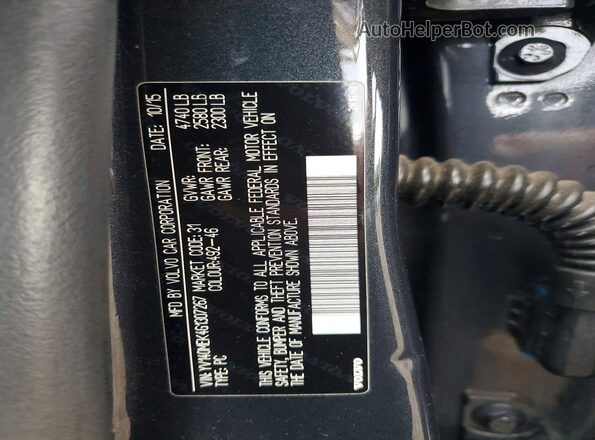 YV140MEK4G1307267 2016 VOLVO V60 Gray 