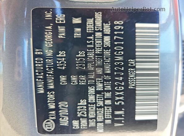 5XXG24J23MG017198 2021 KIA K5 Gray 