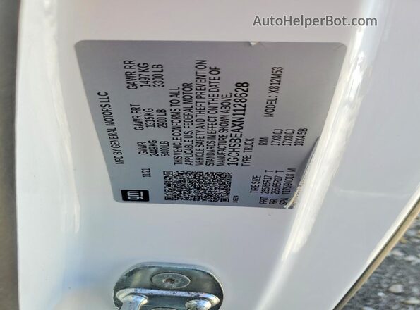 1GCHSBEAXN1128628 2022 CHEVROLET COLORADO White Вид наклейки з VIN-кодом