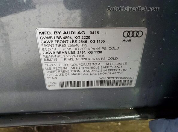 WA1GFCFS0GR022801 2016 AUDI Q3 Gray 