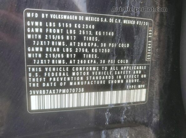 3VVRB7AX7PM070738 2023 VOLKSWAGEN TIGUAN Black 