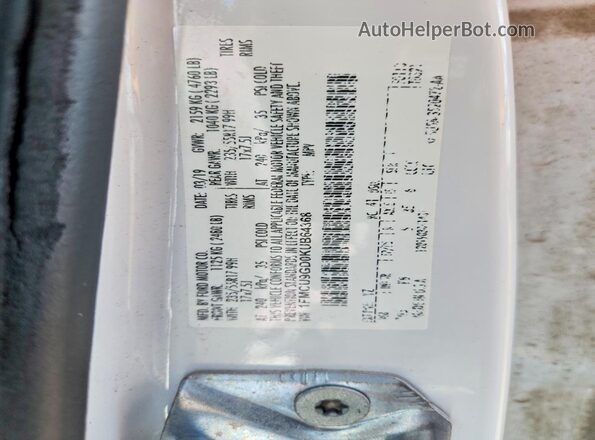 1FMCU9GD0KUB64368 2019 FORD ESCAPE Белый Панорамный вид салона 360°