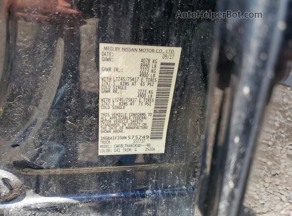1N6BA1F35HN575249 2017 NISSAN TITAN Черный Панорамный вид салона 360°