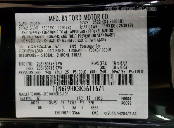 1LN6L9HK3K5611671 2019 LINCOLN CONTINENTA Black 
