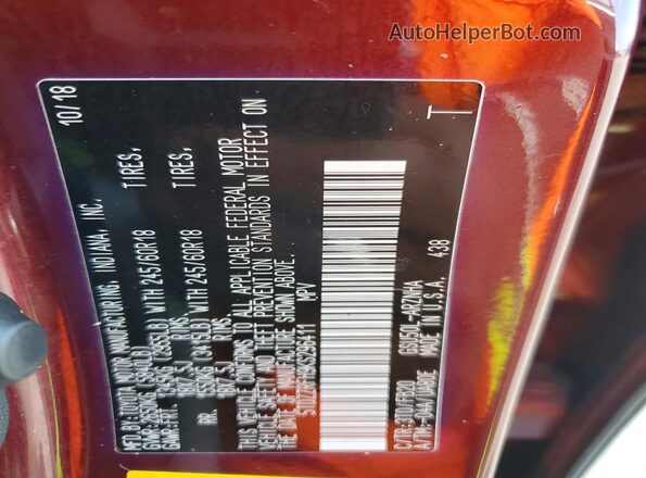 5TDZZRFH9KS296411 2019 TOYOTA HIGHLANDER Red 360 interior view