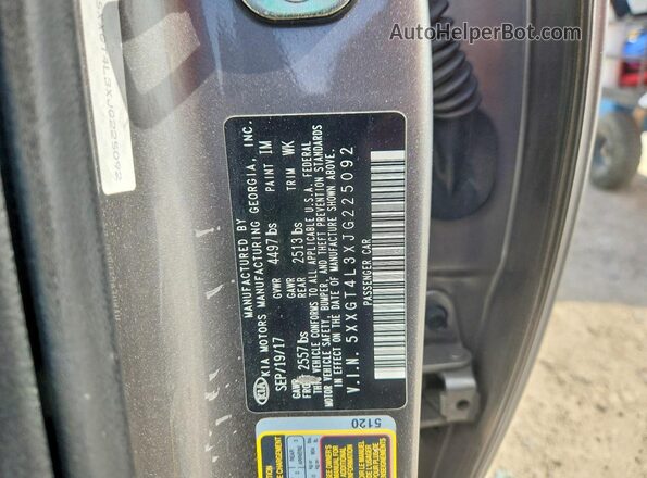 5XXGT4L3XJG225092 2018 KIA OPTIMA Gray 