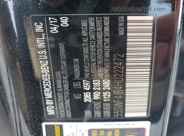 55SWF4JB4HU222472 2017 MERCEDES-BENZ C-CLASS Black Вид наклейки з VIN-кодом