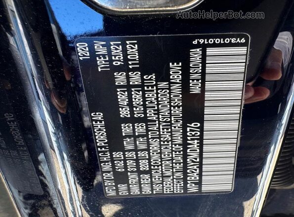WP1BA2AY2MDA41376 2021 PORSCHE CAYENNE Blue 
