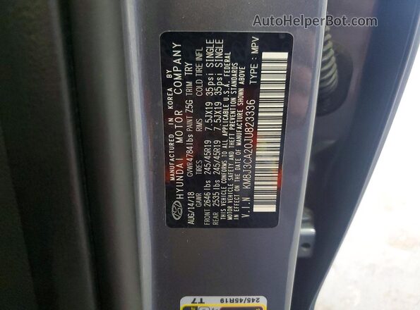 KM8J3CA20JU823336 2018 HYUNDAI TUCSON Gray VIN კოდის სტიკერის ხედი