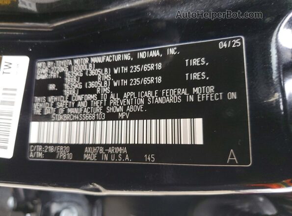 5TDKBRCH4SS668103 2025 TOYOTA HIGHLANDER Black 360 interior view