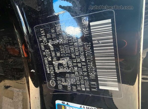 KM8J23A47JU700492 2018 HYUNDAI TUCSON Черный Вид задней части салона