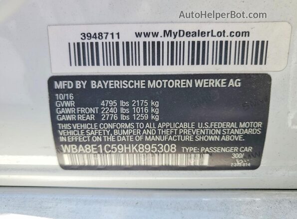 WBA8E1C59HK895308 2017 BMW 7 SERIES White 