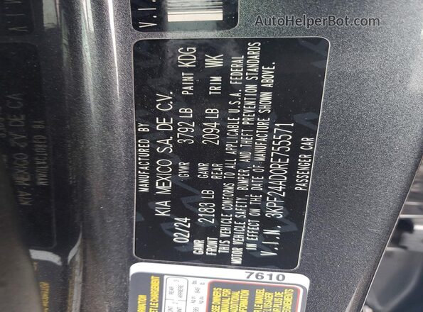 3KPF24AD0RE755571 2024 KIA FORTE Gray 