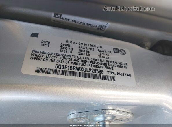 6G3F15RWXGL229535 2016 CHEVROLET SS Серый Вид подкапотного пространства