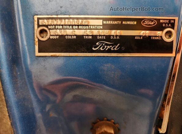 6Y87Z100940 1966 FORD THUNDRBIRD Blue VIN კოდის სტიკერის ხედი
