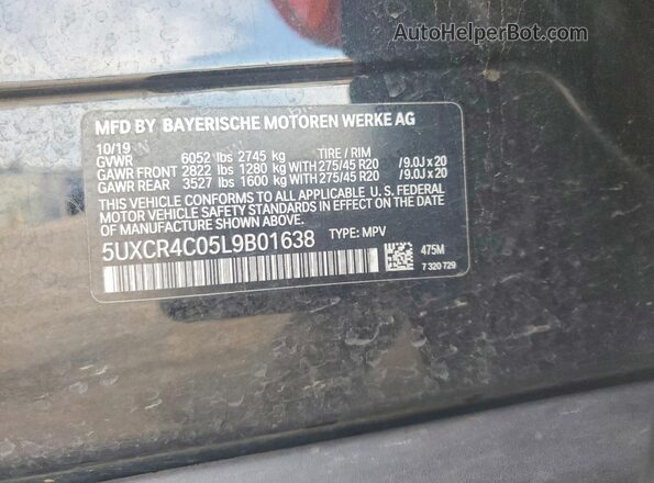 5UXCR4C05L9B01638 2020 BMW X5 Black 360 interior view