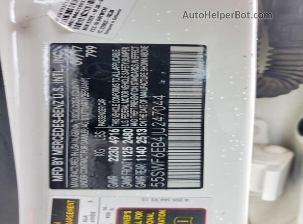 55SWF6EB4JU247044 2018 MERCEDES-BENZ C White VIN sticker view