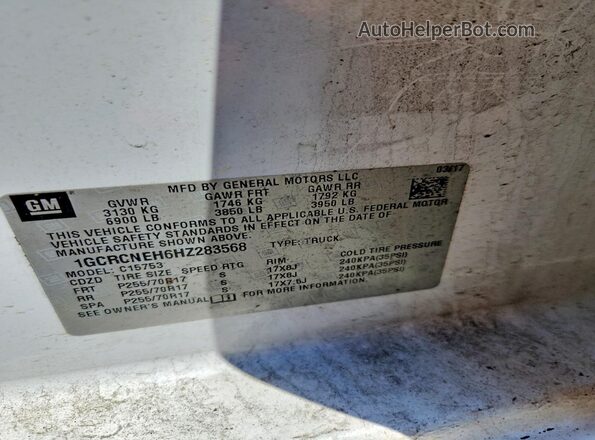 1GCRCNEH6HZ283568 2017 CHEVROLET SILVERADO White 