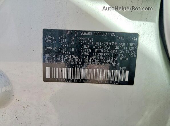 4S4BTALC2S3182910 2025 SUBARU OUTBACK White Панорамний вид салону 360°