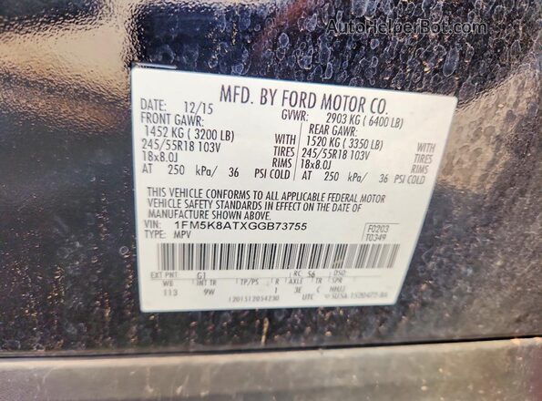 1FM5K8ATXGGB73755 2016 FORD EXPLORER Black 