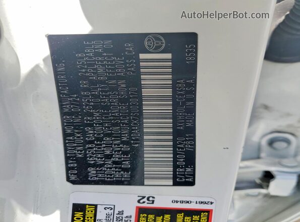 4T1DAACK7SU030170 2025 TOYOTA CAMRY White 