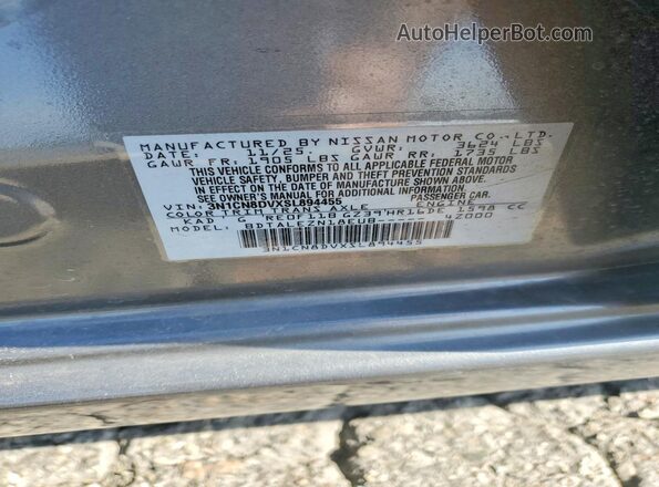 3N1CN8DVXSL894455 2025 NISSAN VERSA Серый Вид наклейки с VIN-кодом