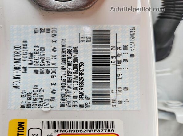 3FMCR9B62RRF37759 2024 FORD BRONCO White 