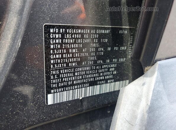 WVGBV7AX5GW602300 2016 VOLKSWAGEN TIGUAN Charcoal Панорамний вид салону 360°