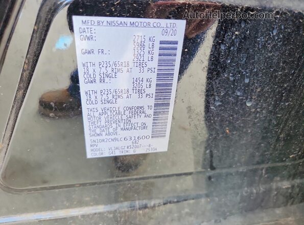 5N1DR2CN9LC631600 2020 NISSAN PATHFINDER Black 