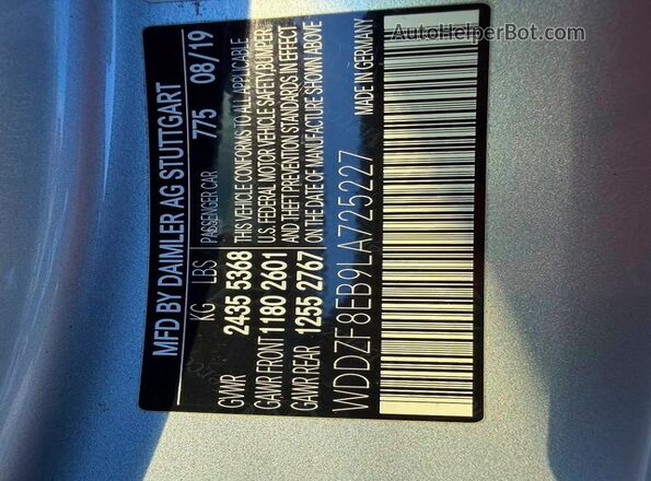 WDDZF8EB9LA725227 2020 MERCEDES-BENZ E Silver Vista interior de 360 grados