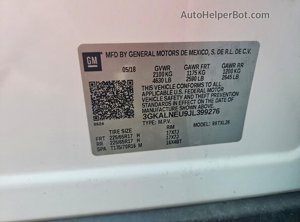 3GKALNEU9JL399276 2018 GMC TERRAIN White 360 interior view