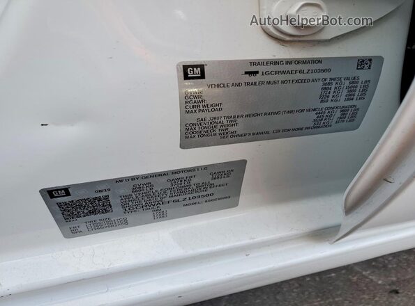 1GCRWAEF6LZ103500 2020 CHEVROLET SILVERADO Белый 