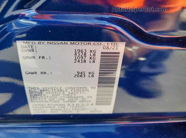 1N4BL4CV6RN316524 2024 NISSAN ALTIMA Blue VIN sticker view