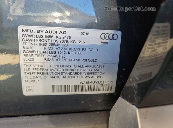 WA1BNAFY3J2214610 2018 AUDI Q5 Black 