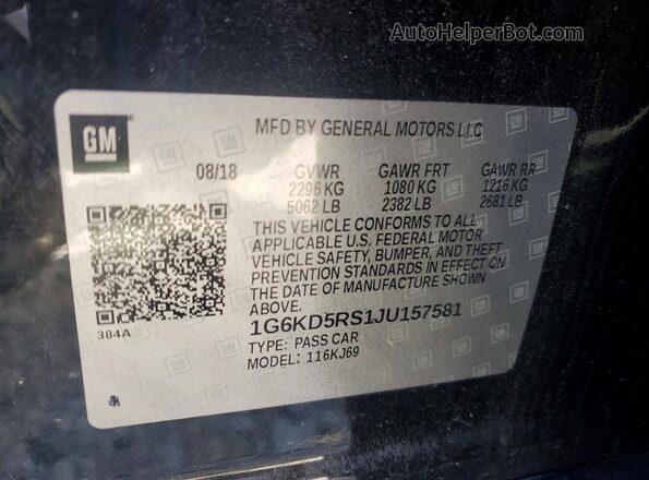 1G6KD5RS1JU157581 2018 CADILLAC CT6 Black VIN კოდის სტიკერის ხედი
