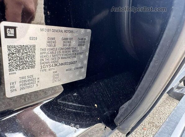 1GYS4JKJ4KR316437 2019 CADILLAC ESCALADE Black 